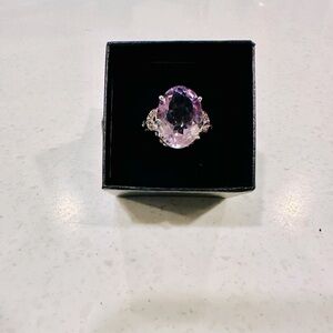 Amethyst ring 10.41 CTW, 0.09 CTW Topaz, Rhodium over sterling silver, …